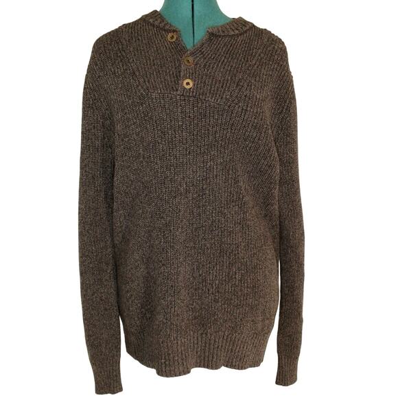 Eddie Bauer Other - Eddie Bauer Henley Sweater Heather Brown Cotton Blend Knit Men Medium